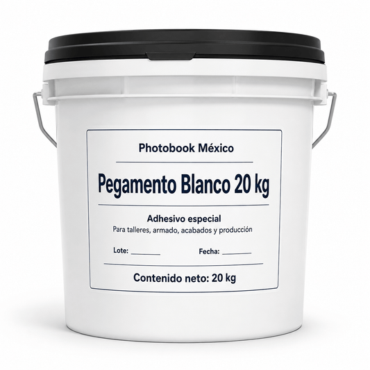 Cubeta Pegamento Blanco 20 kg Photobook México adhesivo especial